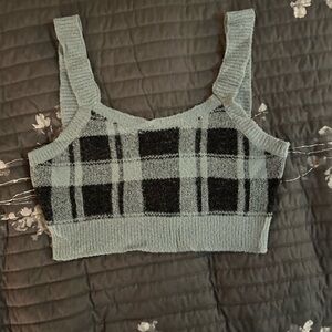 Arizona Jean Company Gray and Black Plaid Tank Top